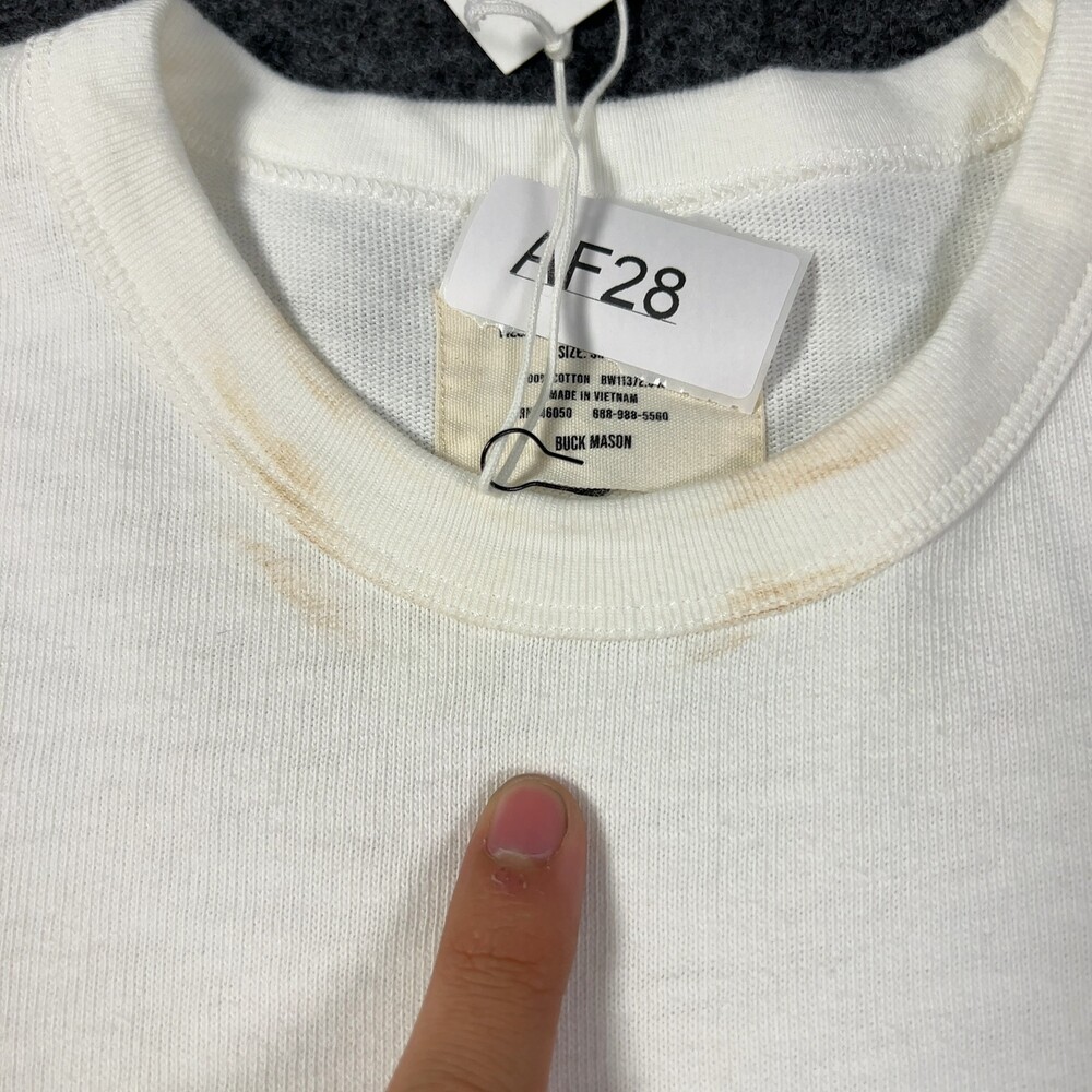 Buck Mason White Field-Spec Boyfriend Crop Tee Womens Sz Small NWI Msrp55 [AF28] - Picture 12 of 16